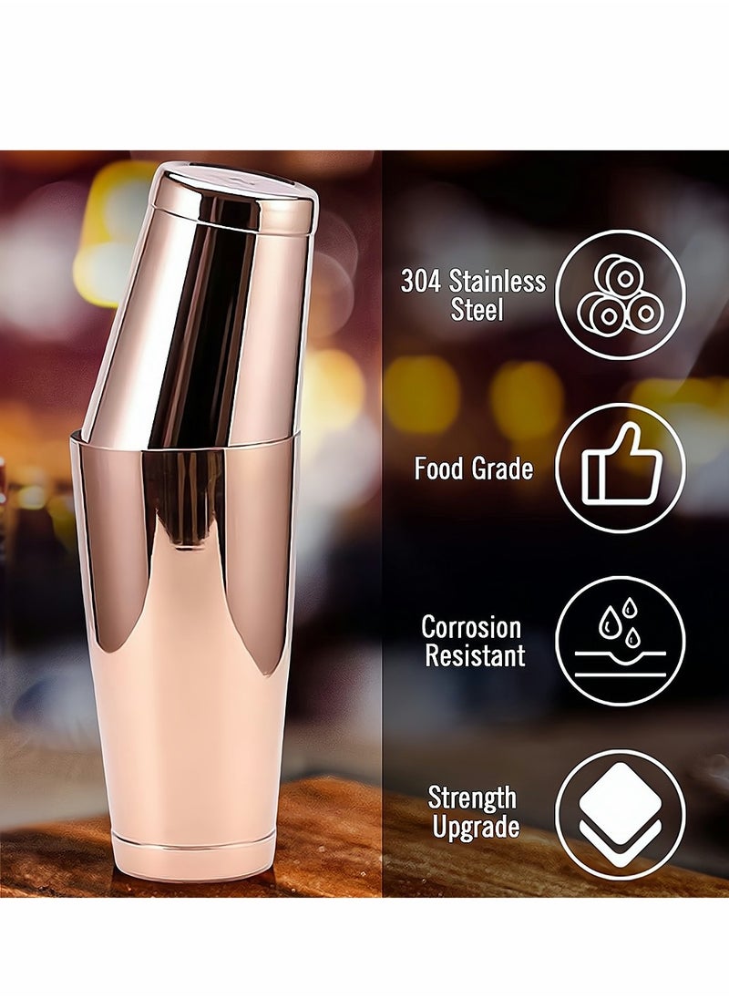 SYOSI - Rose Gold Boston Cocktail Shaker 2 Piece 18oz Unweighted and 28oz Weighted Professional Shaker Bar Set for Professional Bartenders and Home Cocktail Lover Bartending Essential Tools - Image 1