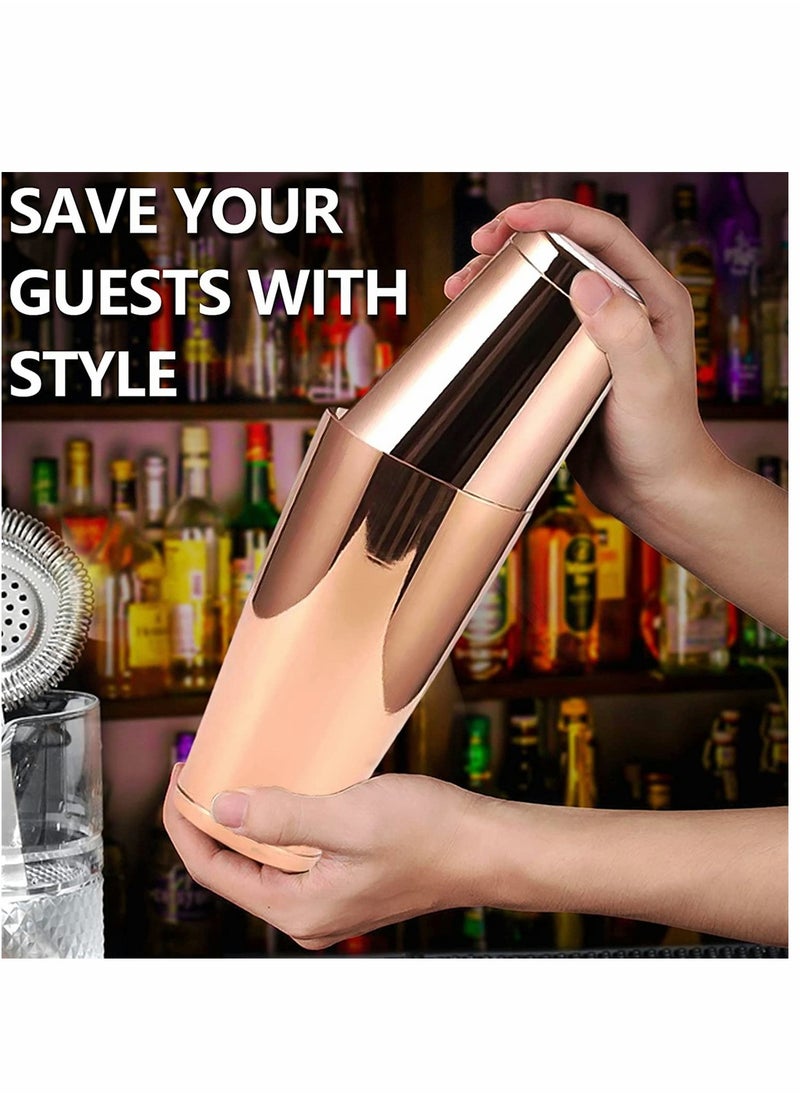 SYOSI - Rose Gold Boston Cocktail Shaker 2 Piece 18oz Unweighted and 28oz Weighted Professional Shaker Bar Set for Professional Bartenders and Home Cocktail Lover Bartending Essential Tools - Image 1