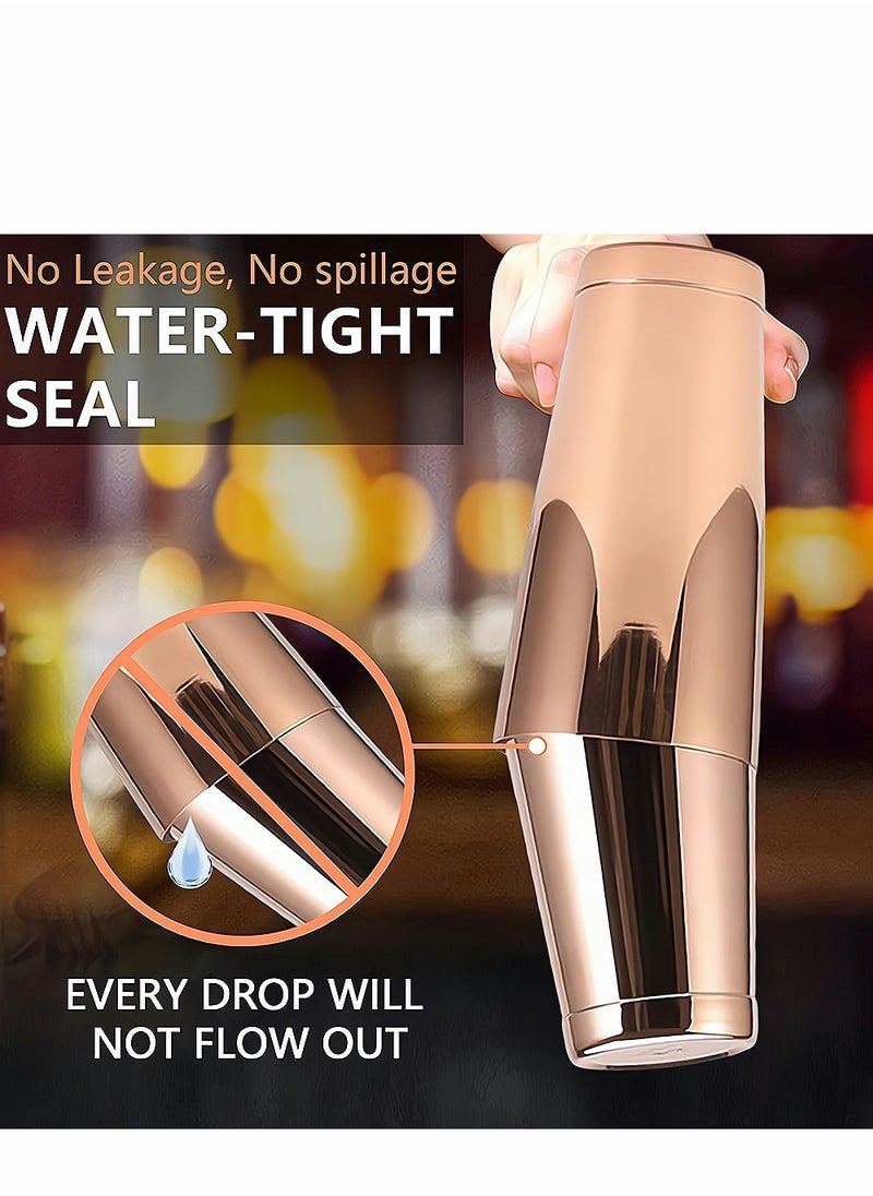 SYOSI - Rose Gold Boston Cocktail Shaker 2 Piece 18oz Unweighted and 28oz Weighted Professional Shaker Bar Set for Professional Bartenders and Home Cocktail Lover Bartending Essential Tools - Image 1