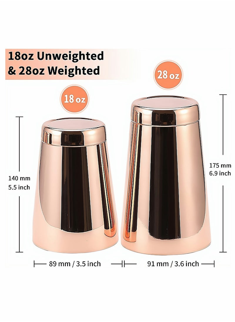 SYOSI - Rose Gold Boston Cocktail Shaker 2 Piece 18oz Unweighted and 28oz Weighted Professional Shaker Bar Set for Professional Bartenders and Home Cocktail Lover Bartending Essential Tools - Image 1