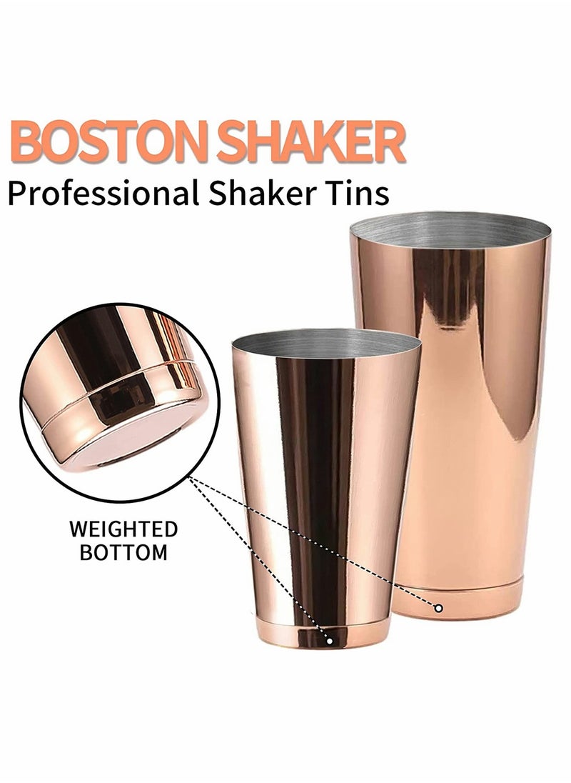 SYOSI - Rose Gold Boston Cocktail Shaker 2 Piece 18oz Unweighted and 28oz Weighted Professional Shaker Bar Set for Professional Bartenders and Home Cocktail Lover Bartending Essential Tools - Image 1
