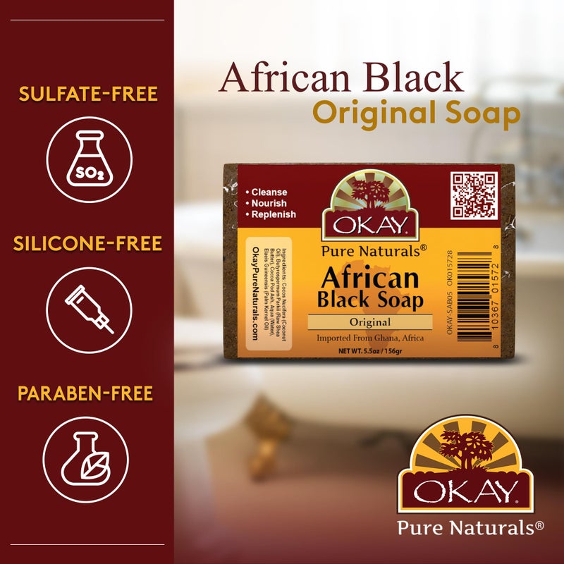 Okay African Soap, Black, 5.5 Ounce - Image 3