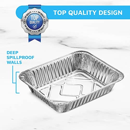 MontoPack Aluminum Foil Pans Half Size Roasting Chafing Pan | Bulk 10 Pack of 9x13 Tins for Cooking, Baking & Catering | Heavy Duty Disposable Cookware Steam Table Trays for Buffet & Food Prepping - Image 4