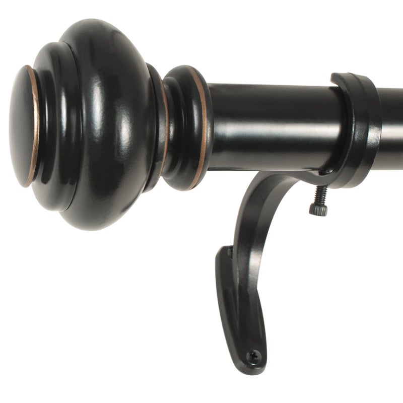 Decopolitan 27865-36BLK Urn Single Rod Set, 36 to 72-Inch, Antique Black