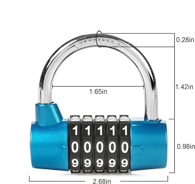 GNOLY GNOLY Locker Cabinet Door Combination Lock Padlock Gym Lock 5 Digit Combination Padlock Safety Padlock Luggage Locker Wardrobe Lock Blue - Image 2