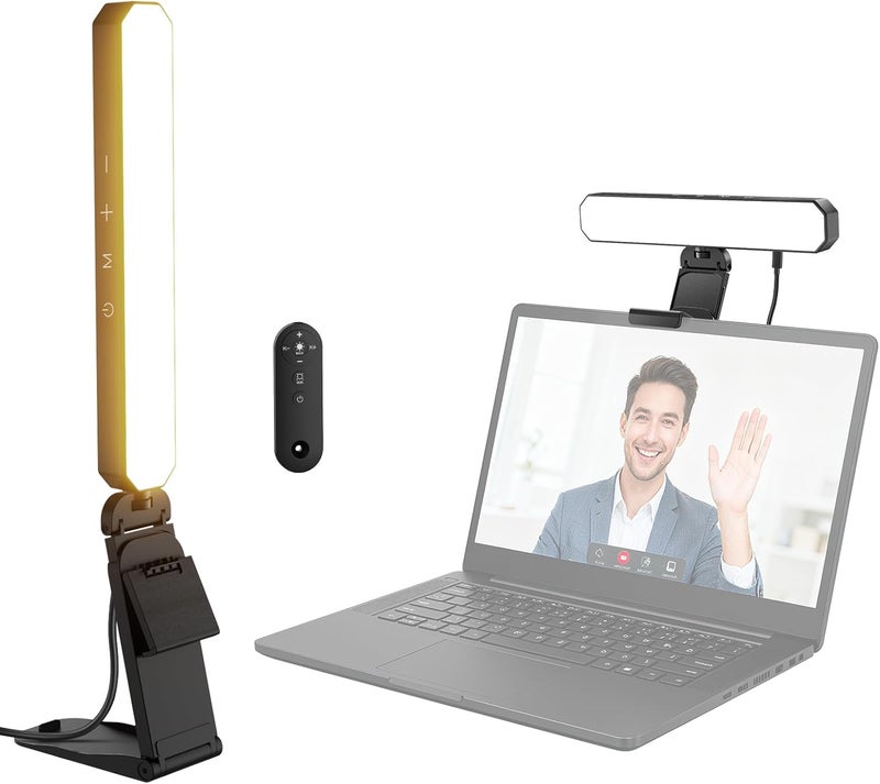 نيوير شريط إضاءة أساسيات نيور للشاشة، مصباح LED ثنائي اللون بقدرة 6 وات قابل للتعتيم مع حامل/جهاز تحكم عن بعد/تحكم باللمس لإضاءة مكتب المنزل والمكتب ومؤتمرات الفيديو للكمبيوتر واللابتوب وكاميرا الويب وبرنامج زوم والألعاب والبث والقراءة، L10 - Image 1