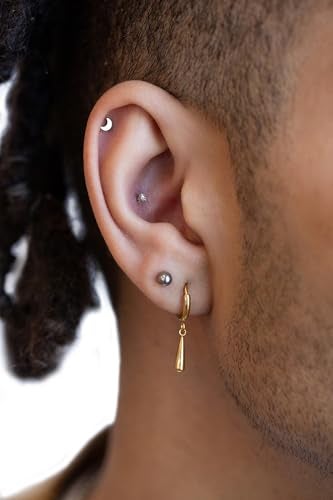 Pierced Owl 18GA F-136 Implant Grade Titanium 2mm Thick Hinged Dangling Teardrop Hoop Earrings, Sold as a Pair (Gold Tone) - Image 4