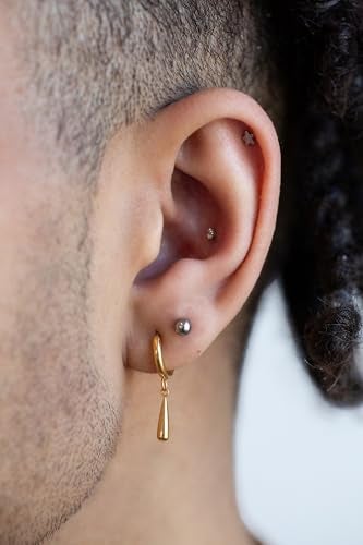 Pierced Owl 18GA F-136 Implant Grade Titanium 2mm Thick Hinged Dangling Teardrop Hoop Earrings, Sold as a Pair (Gold Tone) - Image 3
