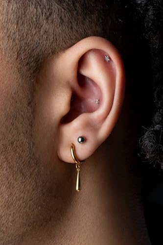 Pierced Owl 18GA F-136 Implant Grade Titanium 2mm Thick Hinged Dangling Teardrop Hoop Earrings, Sold as a Pair (Gold Tone) - Image 2