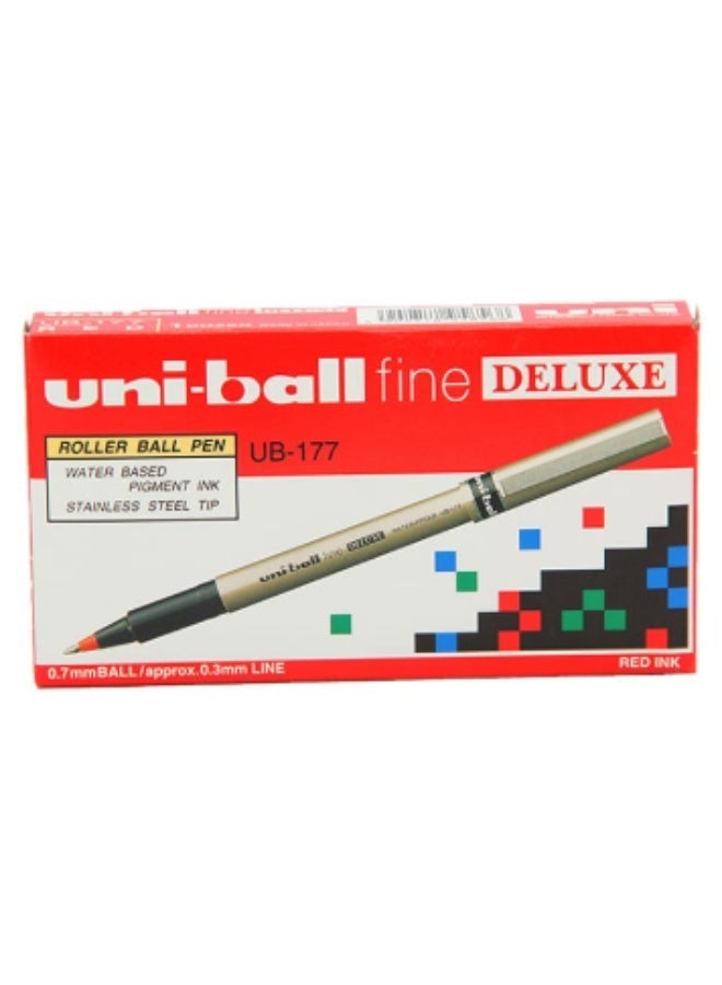 يوني بول Uni-Ball UB-177 Fine Deluxe Rollerball Pen - Red - Image 1