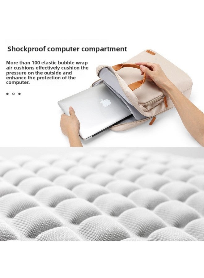 Backshoulder Laptop Bag Women's 13.3 Inch 14 Inch 15.6 Inch Air Cushion Protection For Lenovo For Apple Dell-Color:Brono Backpack Khaki + Khaki Power Pack-Size:15.6-16inch Large - Image 4