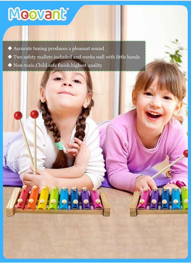 Moovant - 7PCS Early Development Toys for Toddlers Hammering Pounding Toy Kids Musical Instruments Kids Xylophone Interactive Piano Wooden Clock Small Bead Building Blocks Birthday Gift for Children - Image 1