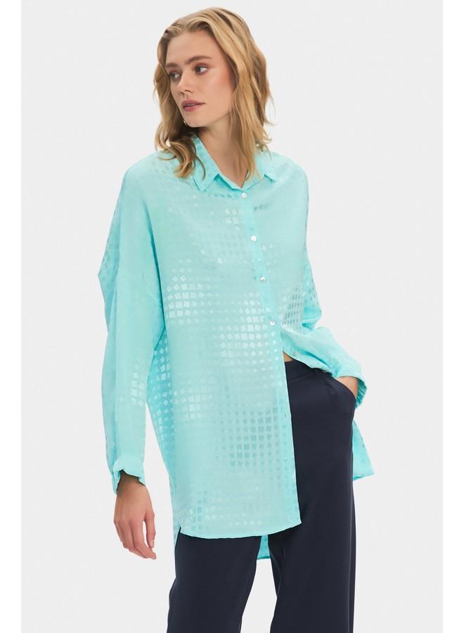 JUNE Women Oversize/Loose Fit Viscose Blend Fited Shirt Mint - Image 2