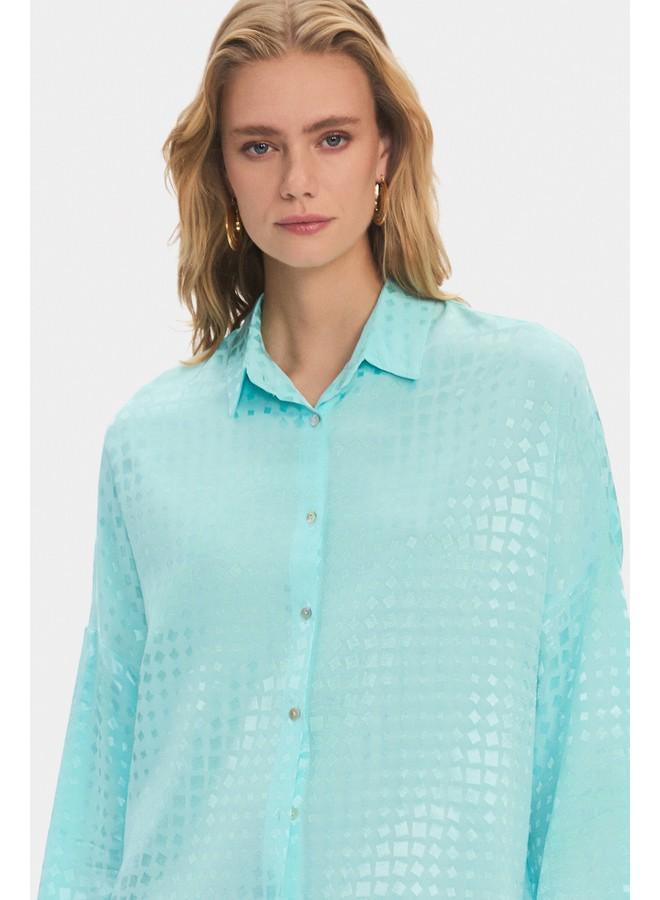 JUNE Women Oversize/Loose Fit Viscose Blend Fited Shirt Mint - Image 1