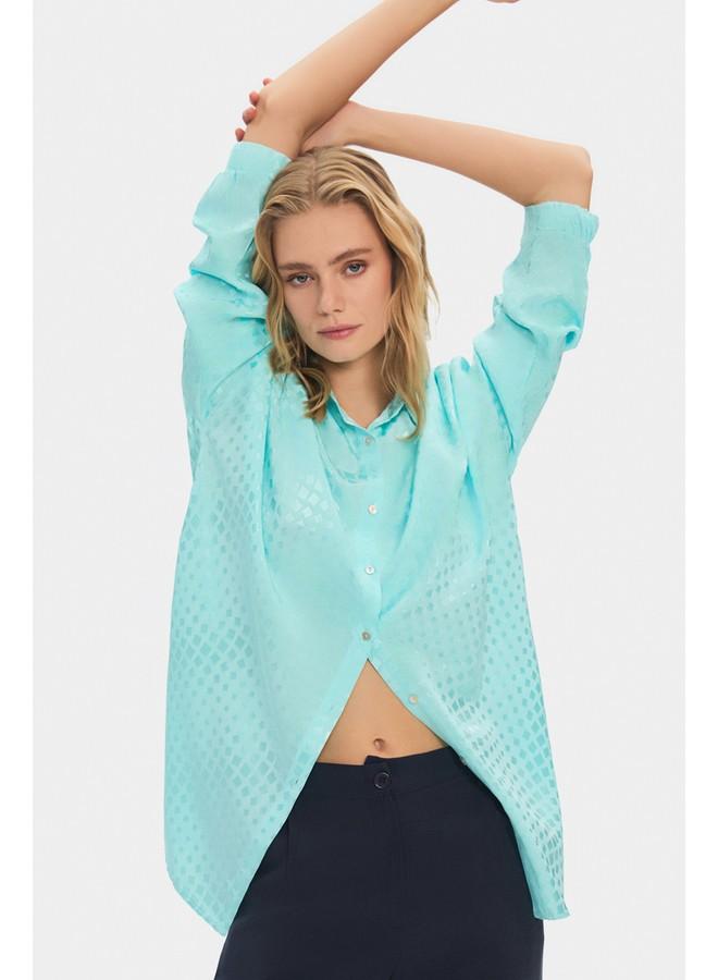 JUNE Women Oversize/Loose Fit Viscose Blend Fited Shirt Mint - Image 3