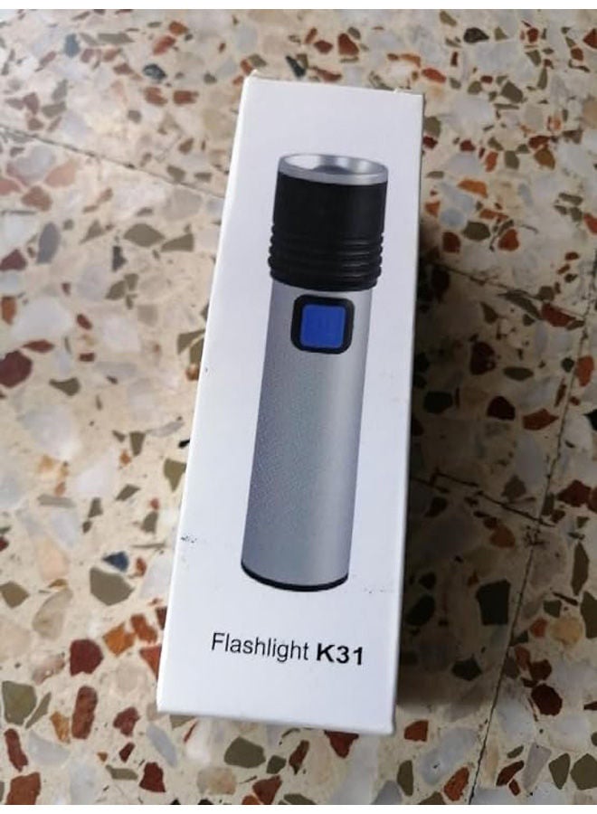 كشاف يدوي LED قابل لاعادة الشحن بمنفذ USB - Image 2