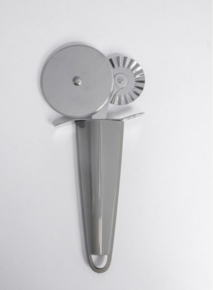 2 في 1 قطاعة بيتزا و عجين دائرية من الستانلس ستيل سكين تقطيع البيتزا بمقبض بلاستيكي فاخر