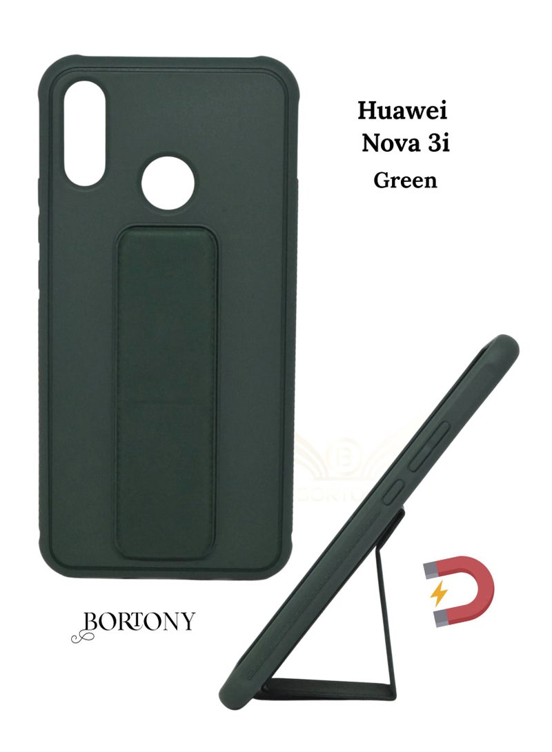 BORTONY Nova 3i Case, Fully Covered With Finger Grip Stand Holder Anti Slip Shockproof Protective Case Cover For Huawei Nova 3i - Image 1