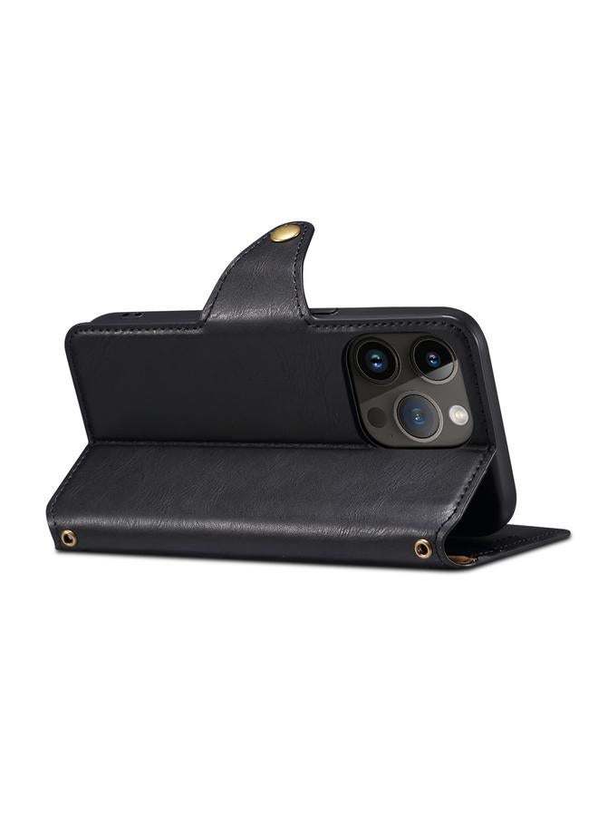 Denior Case For iPhone 15 Cowhide Texture Wallet Style Leather Phone Case - Image 5