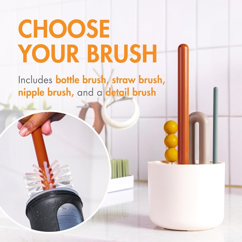 BOON مجموعة هدايا زجاجة الرضاعة من بون نورش  أساسيات تغذية الأطفال للأمهات الجدد  تشمل زجاجات رضاعة سعة 4 أونصات و 8 أونصات وأغطية تخزين وحلمات تدفق سريع وأكياس تخزين وغطاء قشة ومجموعة فرشاة زجاجة مود - Image 4