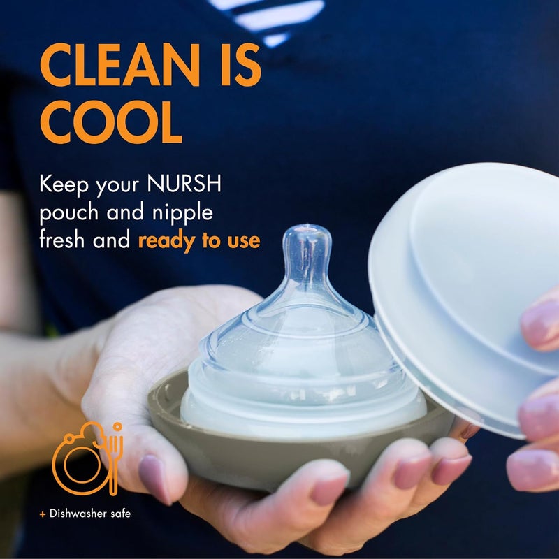 BOON مجموعة هدايا زجاجة الرضاعة من بون نورش  أساسيات تغذية الأطفال للأمهات الجدد  تشمل زجاجات رضاعة سعة 4 أونصات و 8 أونصات وأغطية تخزين وحلمات تدفق سريع وأكياس تخزين وغطاء قشة ومجموعة فرشاة زجاجة مود - Image 5