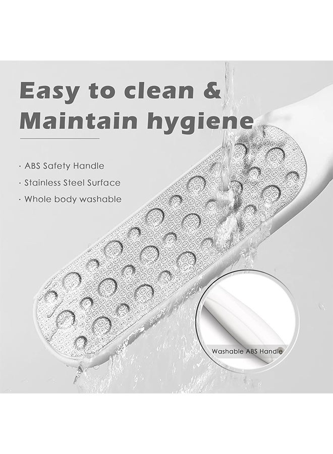 اتش واي مكشطة قدم من الفولاذ المقاوم للصدأ على الوجهين ، فرشاة ملف القدم الاحترافية لإزالة النسيج والجلد الميت - أدوات باديكير احترافية للرجال والنساء - Image 3