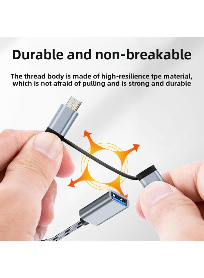 OTG Adapter Typec To USB Converter Charging Cable One-two Data Cable Two-in-one Mobile Phone Adapter-Interface Form:Android + Type-c 2-in-1 [pure Silver Braided Wire] Bag  - Image 4