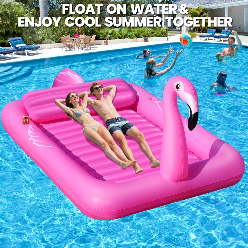 DeeprBlu Luxury Flamingo Inflatable Tanning Pool for 2 Person, 81x60 inch Sunbathing Pool Lounger Float, Pink Blow Up Tanning Pool Suntan Tub, Tanning Water Bed with Cup Holder, Lounge Float for Adult - Image 3