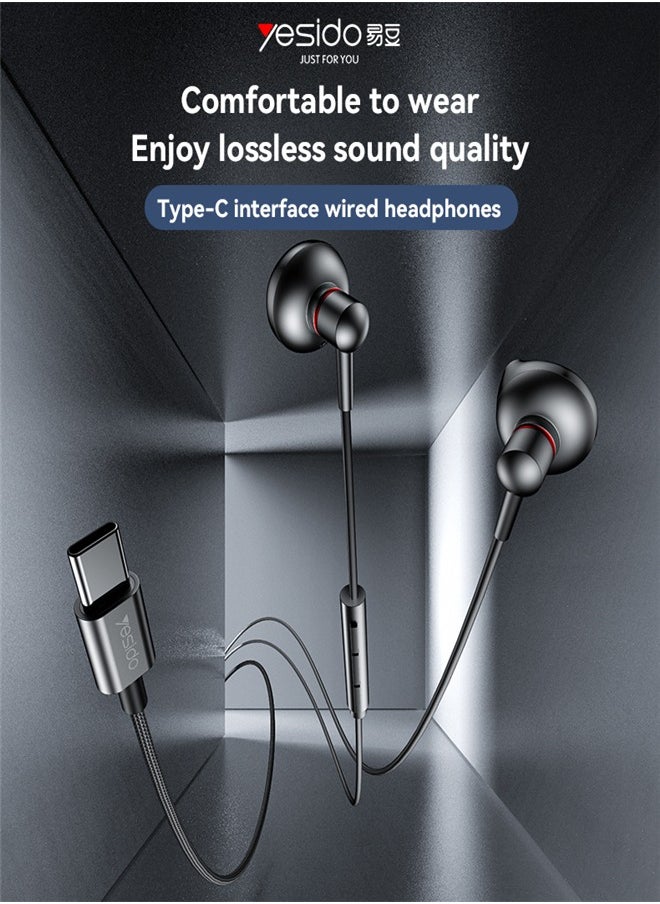 Yesido In-ear Wired Headphones Typec for Apple 16 Huawei Headphones OPPO Metal Headphones  - Image 2