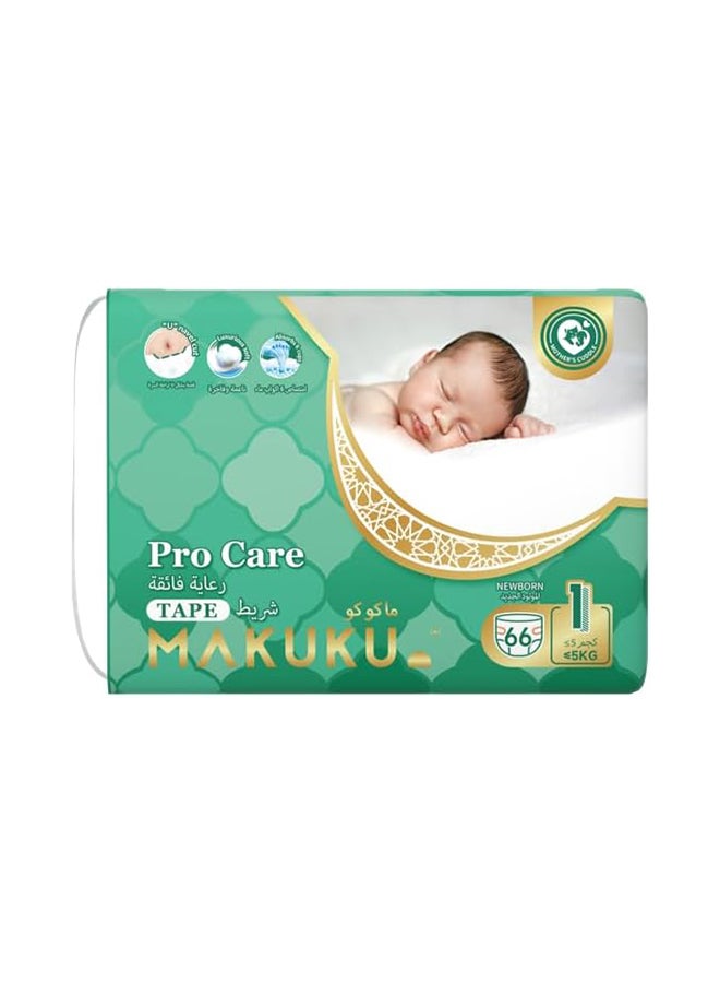 Makuku Pro Care Tape Diapers - Size 1 (0-5kg) | 0-2months | 66 Pieces - Image 1