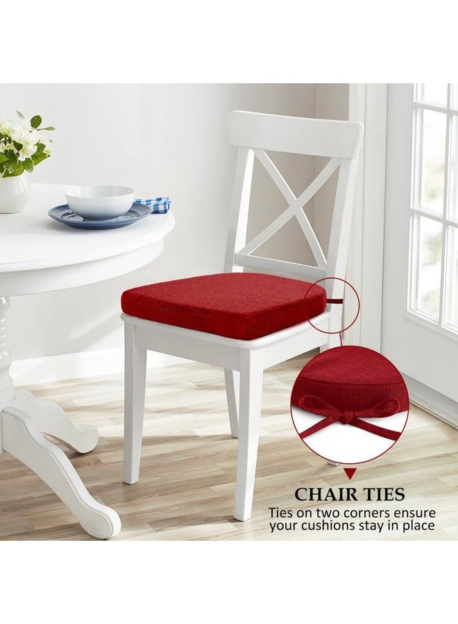 Wellsin Chair Cushions for Dining Chairs 4 Pack - Kitchen Chair Cushions with Ties and Non-Slip Backing - Dining Chair Pads 16"X16"X2", Red - Image 5