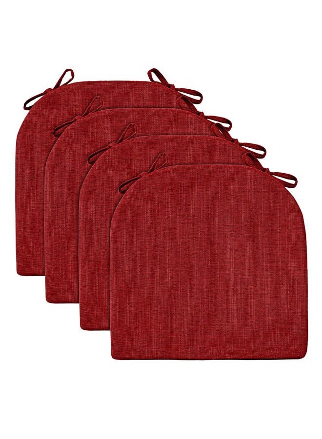 Wellsin Chair Cushions for Dining Chairs 4 Pack - Kitchen Chair Cushions with Ties and Non-Slip Backing - Dining Chair Pads 16"X16"X2", Red - Image 2