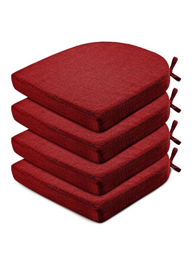 Wellsin Chair Cushions for Dining Chairs 4 Pack - Kitchen Chair Cushions with Ties and Non-Slip Backing - Dining Chair Pads 16"X16"X2", Red - Image 1