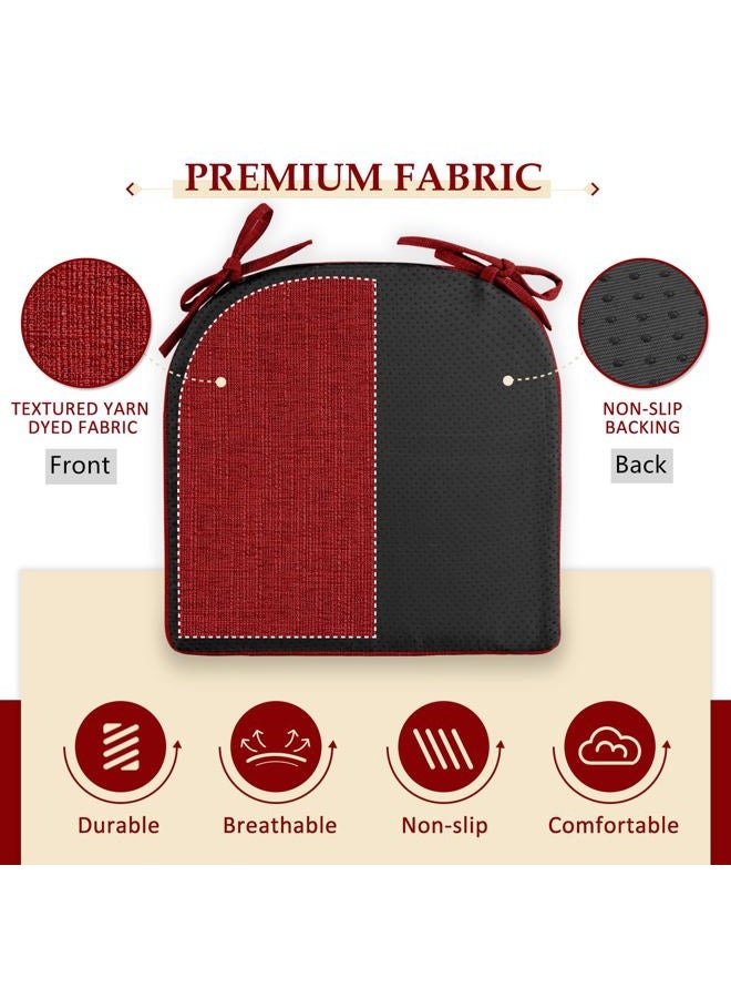 Wellsin Chair Cushions for Dining Chairs 4 Pack - Kitchen Chair Cushions with Ties and Non-Slip Backing - Dining Chair Pads 16"X16"X2", Red - Image 4