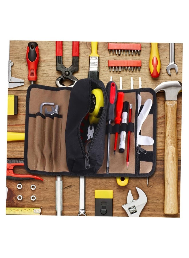 Generic Roll Hand Tool Bag, Canvas Zipper Pouch Multi Function Pencil Case, 600D Oxford Fabric Portable Tool Pouch, Storage Bag, Wrench Roll Up Tool Bag for Electrician, Plumber, Carpenter - Image 4