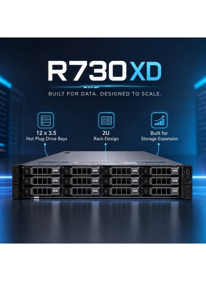 سيرفر Rack Enterprise R730XD بحجم 2U مع معالجين Xeon E5-2630 v3 وذاكرة 16GB DDR4 و12 فتحة 3.5 بوصة Hot-Plug وPERC H730 Mini - Image 5
