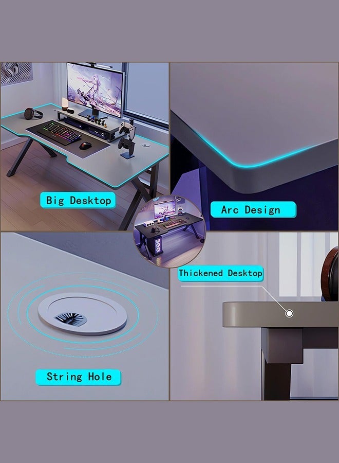 OHAHO K Shaped Gaming Desk 140cm Computer Table Home Office Computer Desk Table Large Desktop Easy to assemble  - Image 2