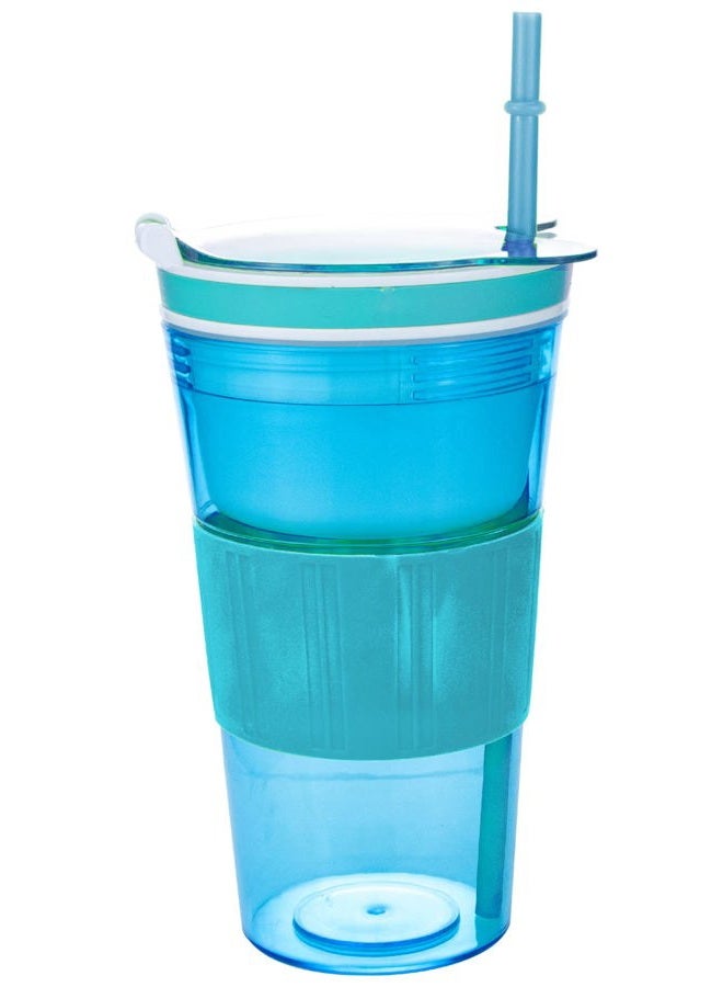 CaySep Cereal On the Go Cups Container Breakfast Drink Cups Portable Storage Cup with Spoon Breakfast Drink-Cups (Blue) - Image 1