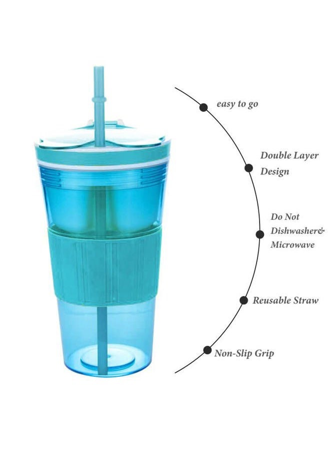 CaySep Cereal On the Go Cups Container Breakfast Drink Cups Portable Storage Cup with Spoon Breakfast Drink-Cups (Blue) - Image 4