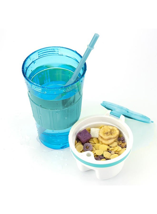 CaySep Cereal On the Go Cups Container Breakfast Drink Cups Portable Storage Cup with Spoon Breakfast Drink-Cups (Blue) - Image 2