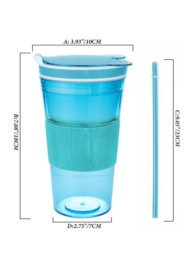 CaySep Cereal On the Go Cups Container Breakfast Drink Cups Portable Storage Cup with Spoon Breakfast Drink-Cups (Blue) - Image 3