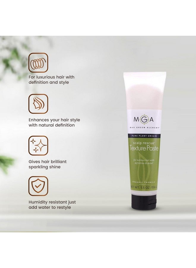 Max Green Alchemy Scalp Rescue Texture Paste 5.5 Ounce Tube Organic Formula For Lustre Definition Detail Gloss Shine Vegan Medium Hold Layered Cuts Color Safe Can Restyle Gluten Free Humidity Resist - Image 3