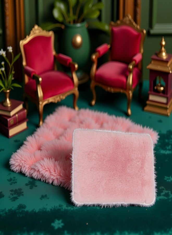 WaigN Pink Dollhouse Carpet, Dollhouse Miniature Carpet, Fluffy Mini Dollhouse Rug, Doll House Rug, Lightweight Dollhouse Decor for 1/12, 1/8, 1/6 - Image 2