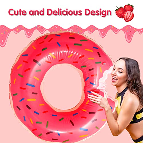 DMAR Donut Pool Floats Donut Tube Pool Doughnut Pool Float Donut Inflatables Doughnut Floatie Donut Swimming Ring for Beach Pool, 30", 1Pcs, Pink - Image 3