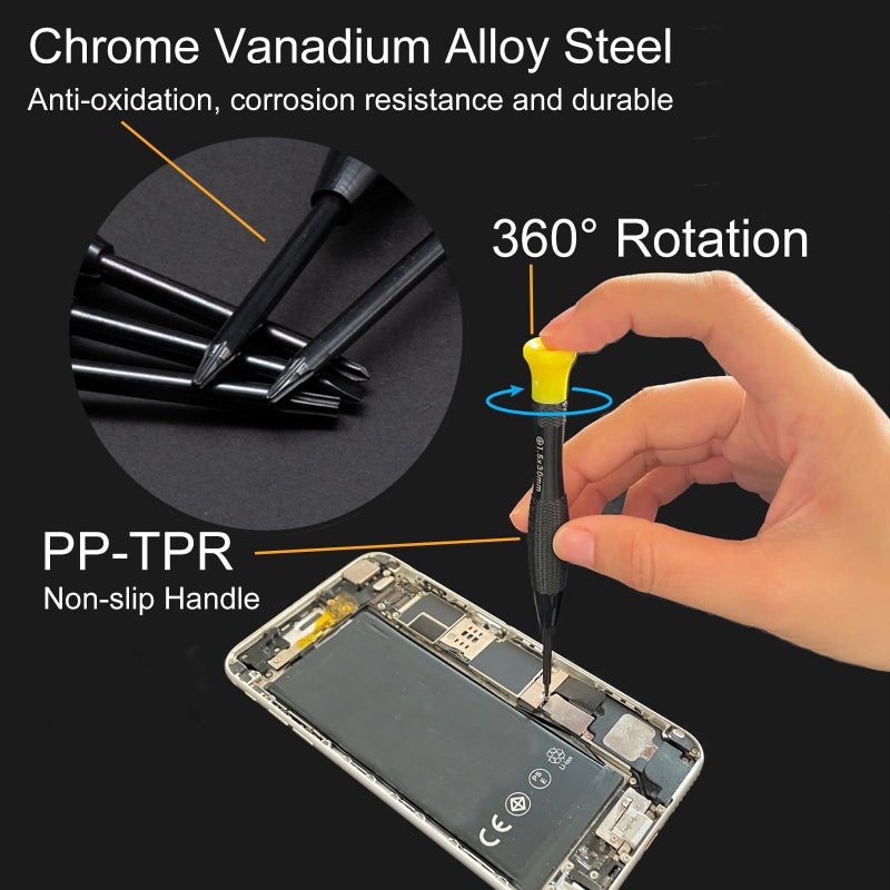lengnoyp 18PCS Mini Precision Screwdriver Set With Case, Lengnoyp Magnetic Small Flathead Phillips Pentalobe Torx Star Screwdriver Set Kit and Tweezers for Repairing Computer Eyeglass Phone Watch - Image 5