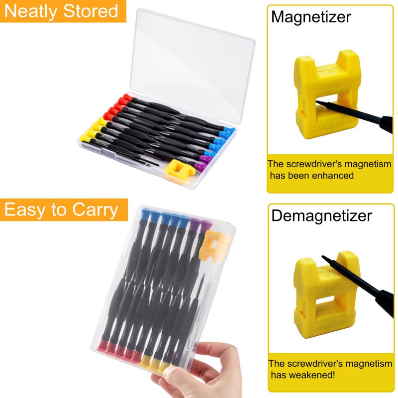lengnoyp 18PCS Mini Precision Screwdriver Set With Case, Lengnoyp Magnetic Small Flathead Phillips Pentalobe Torx Star Screwdriver Set Kit and Tweezers for Repairing Computer Eyeglass Phone Watch - Image 4