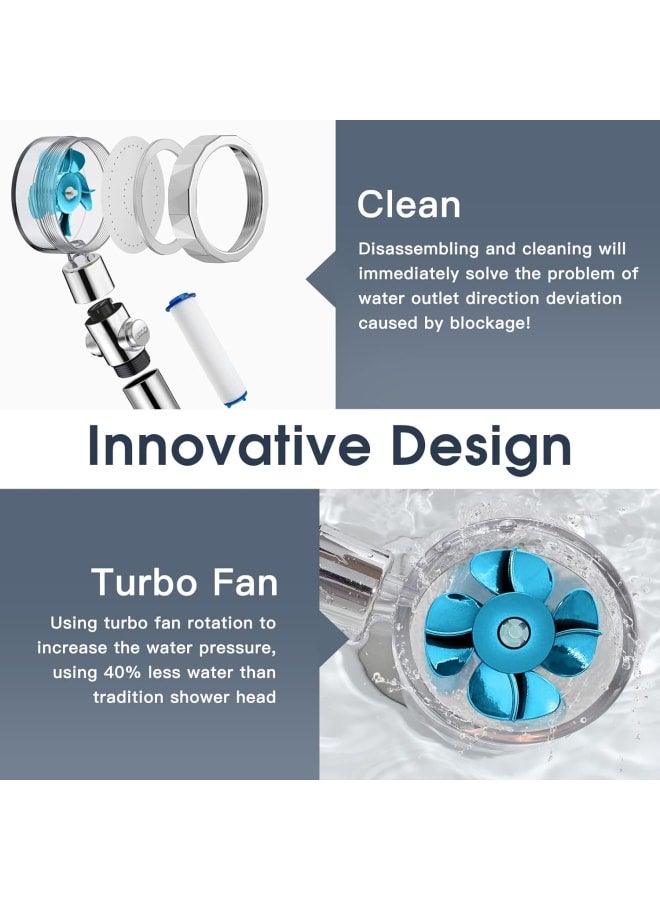 Handheld Power Shower Head,Vortex Shower Head with Filter and Pause Switch,Removable Propeller Shower Head,Water Saving 360 Power Shower Head - Image 2