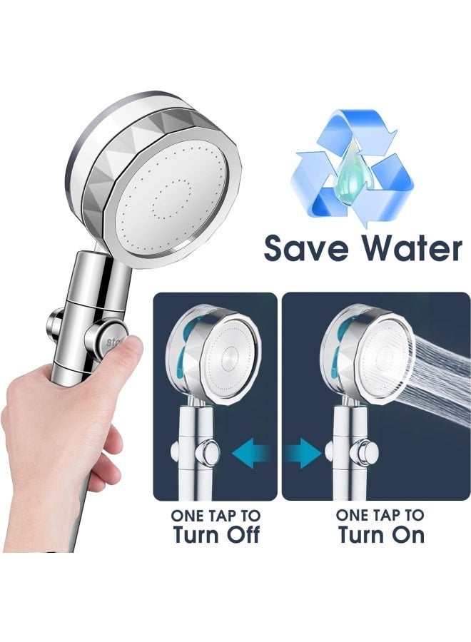 Handheld Power Shower Head,Vortex Shower Head with Filter and Pause Switch,Removable Propeller Shower Head,Water Saving 360 Power Shower Head - Image 3