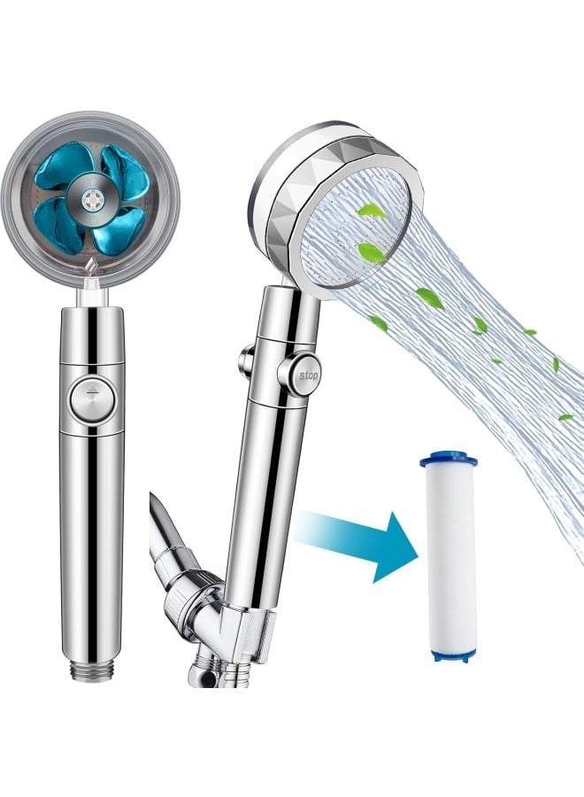 Handheld Power Shower Head,Vortex Shower Head with Filter and Pause Switch,Removable Propeller Shower Head,Water Saving 360 Power Shower Head - Image 1