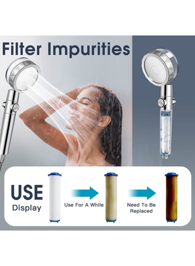 Handheld Power Shower Head,Vortex Shower Head with Filter and Pause Switch,Removable Propeller Shower Head,Water Saving 360 Power Shower Head - Image 5
